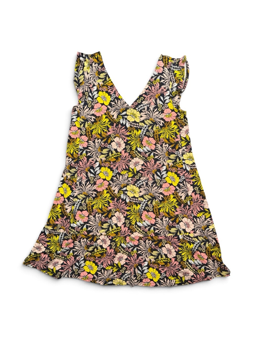 Loft Comfy Soft Medium Stretch Floral V-Neck Summer Swing Dress